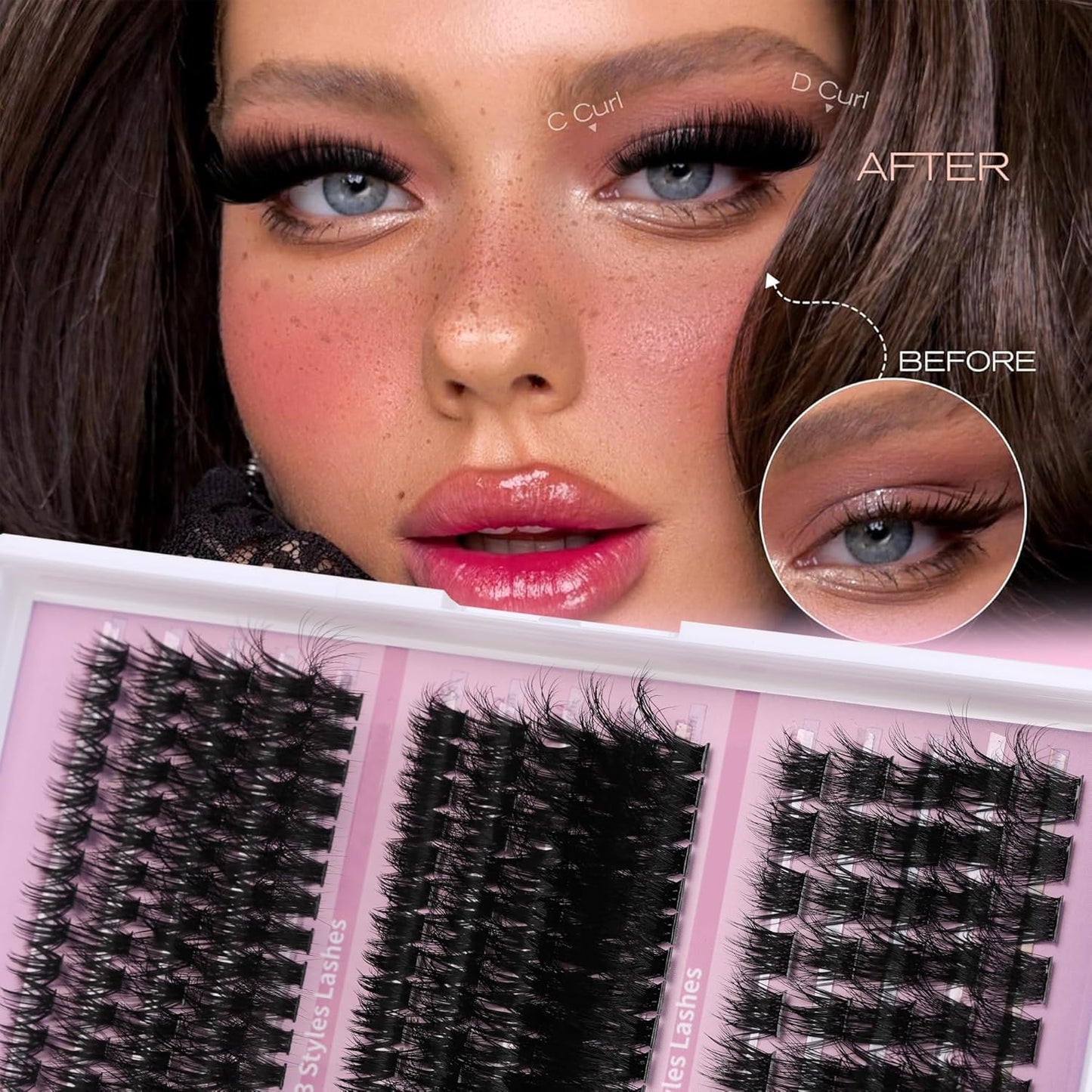 Volume Lashes Clusters Lash Kit Gift Packs 770Pcs with 2X Bond&Seal 5 style Mixed C-Curl False Eyelashes Extensions Faux Mink Individual Lash Wholesale Pack DIY Individual Fake Eyelashes Box-Velvo Beauty
