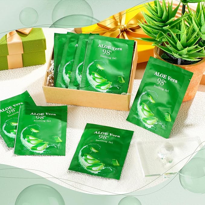 60 Pcs Aloe Vera Gel Bulk Travel Size Soothing Gel 98% Organic Aloe Vera Moisturizer for Skin and Hair Face Moisturizer for Sunburns Relief, Razor Burns, DIY Skincare-Velvo Beauty