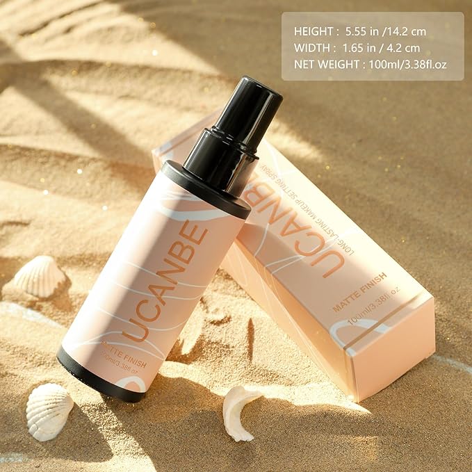 Long Lasting Makeup Setting Spray Kit - 3.38 Fl oz Super Matte Finish Setting Mist Lightweight Face Make up Fixer for Oily Skin + 1PC Sponge Puff + 1PC Powder Puff-Velvo Beauty