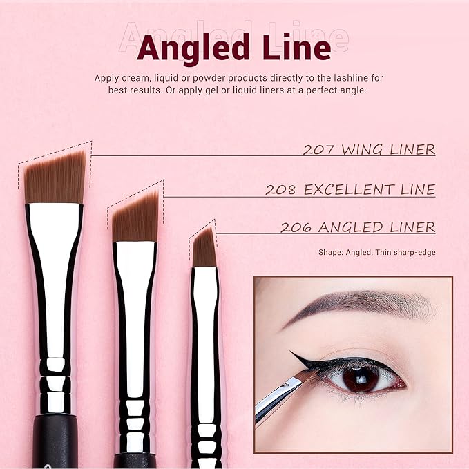 Jessup Eyeliner Brush Set, Professional Eye Liner Makeup Brushes 11pcs, Angled Flat Definer Ultra Fine Bent Pencil Point Eyeliner Brushes for Precision Liner, T324-Velvo Beauty