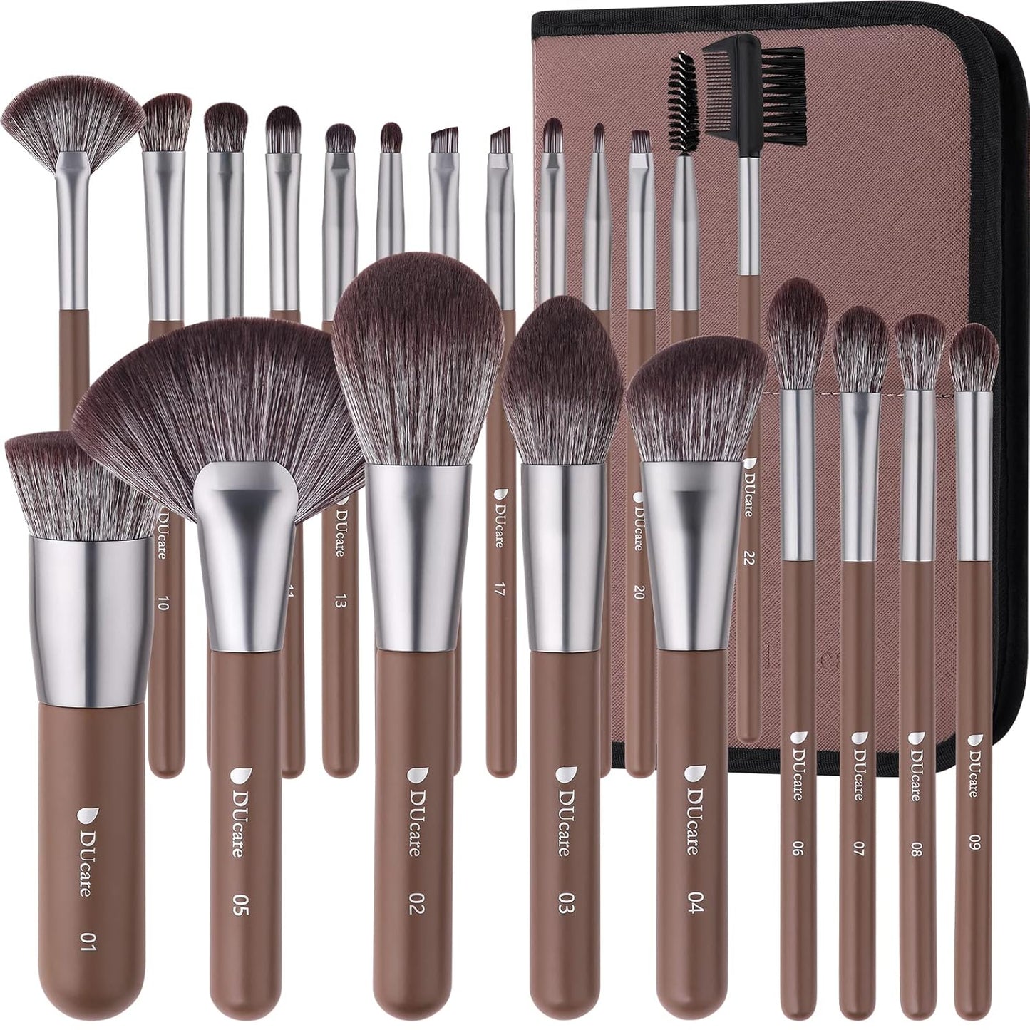 DUcare Makeup Brushes Professional with Bag 22Pcs Makeup Brush Set Premium Synthetic Kabuki Foundation Blending Brush Face Powder Blush Concealers Eye Shadows with Case-Velvo Beauty