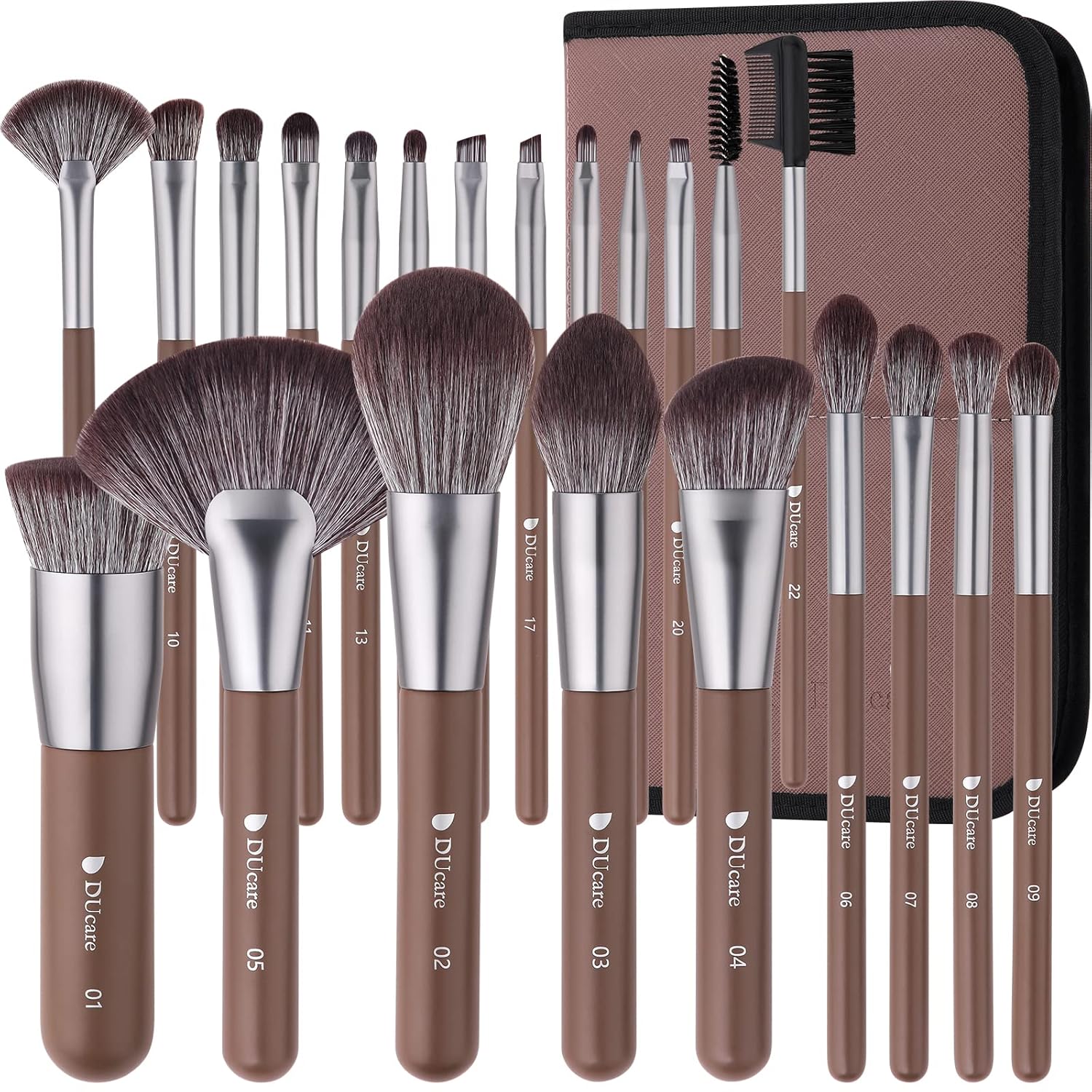 DUcare Makeup Brushes Professional with Bag 22Pcs Makeup Brush Set Premium Synthetic Kabuki Foundation Blending Brush Face Powder Blush Concealers Eye Shadows with Case-Velvo Beauty