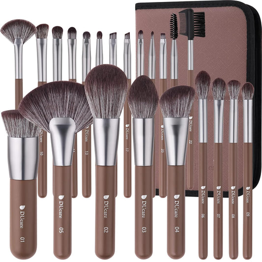 DUcare Makeup Brushes Professional with Bag 22Pcs Makeup Brush Set Premium Synthetic Kabuki Foundation Blending Brush Face Powder Blush Concealers Eye Shadows with Case-Velvo Beauty