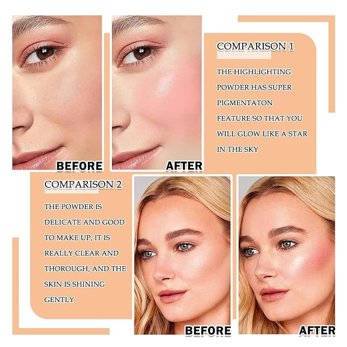Body Glitter Face Highlighter Palette,Shimmering Shiny Contour Makeup Palette for Women,Lightweight Smoothing Long Lasting Face High Gloss Highlighter Powder Makeup Kit with Brush 01#-Velvo Beauty
