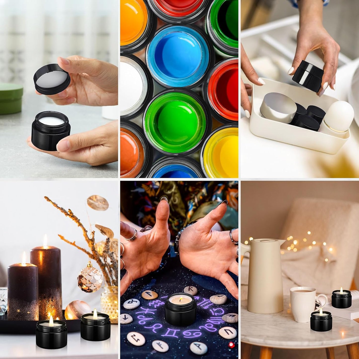 Domensi 100 Pcs 1 oz Glass Jars with Lids Bulk Round Glass Cosmetic Jars Lids 1 oz Small Travel Containers with Inner Liner for Lotions Powders Ointments Sample Cream(Black,Black)-Velvo Beauty