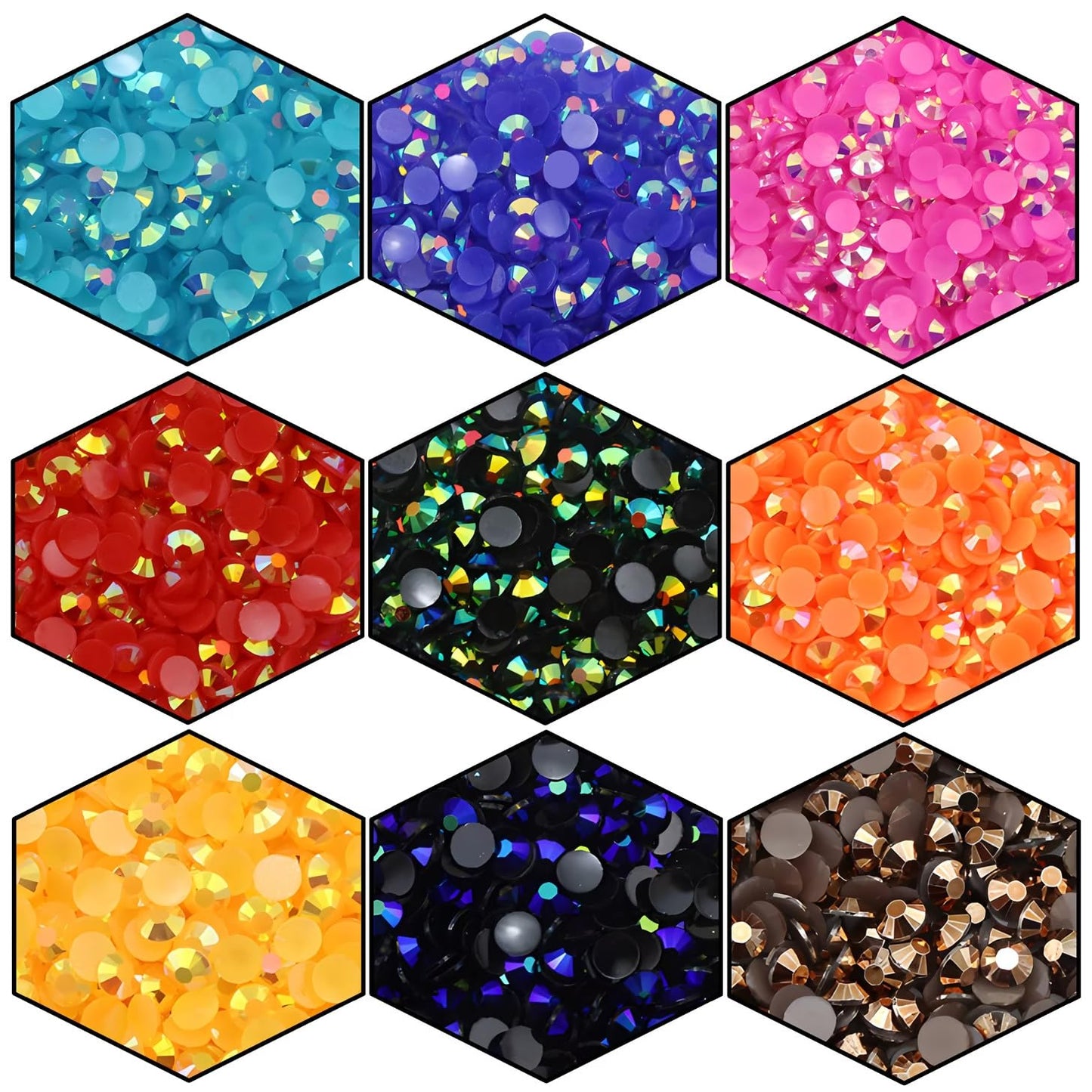 2250 Pcs SS16 4mm AB Flatback Rhinestones for Nails Art Crafts Glitter Round Shine Gems Crystals DIY Clothes Shoes (Black-Bottom Sapphire AB)-Velvo Beauty