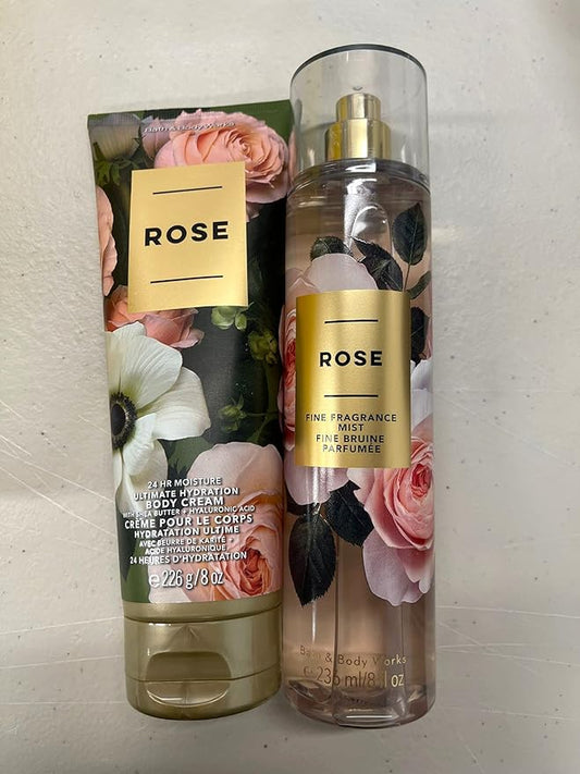 Bath and Body Works - Rose - Ultra Shea Body Cream and Fine Fragrance Mist -8 Oz 2018-Velvo Beauty