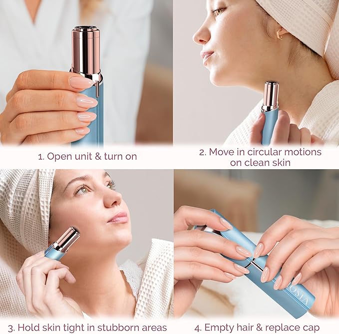 Facial Hair Removal for Women | Electric Razor Device Small Mustache Dermaplaning Remover Tools Tweezers Epilator Trimmer Face Dermaplane Shavers Beauty Gadgets Set Accessories by VISOFO (Topaz)-Velvo Beauty