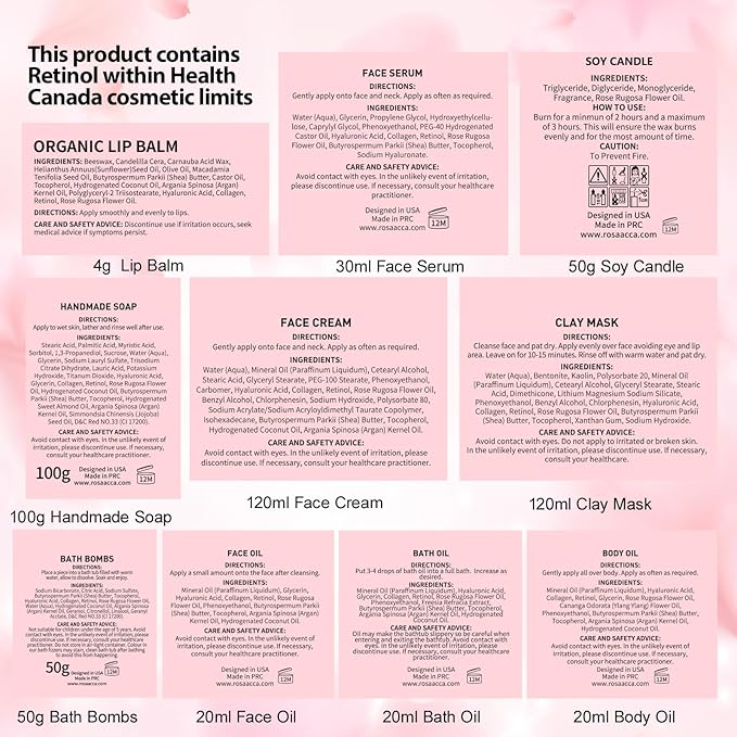 Mother's Day Gift, Spa Gifts 28pcs Rose Facial Skin Care Set for Women, Face Cream, Bath Oil, Serum, Shower Accessories - Bath and Body & Facial Kit - Birthday, Christmas, Valentine's, Bridal Shower-Velvo Beauty