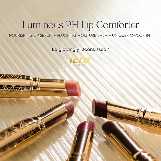 ieró Beauty Moonkissed Luminous PH Tinted Lip Balm w/Shea Butter & Vitamin E, Lip Care Moisturizer, Lip Plumper for Soft & Supple Lips, Paraben Free, Vegan, Sheer Rose w/Golden-Pink Shimmer-Velvo Beauty