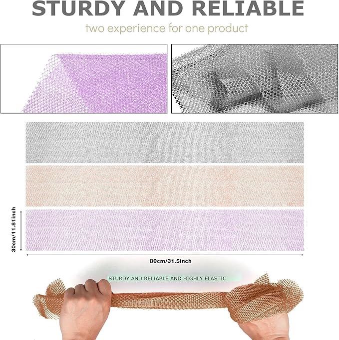 UJFQBH 3 Pieces African exfoliating net African Net Long Net Bath Sponge Exfoliating Shower Body Scrubber Back Scrubber Skin Smoother,Great for Daily Use (Purple、Gray、Brown)-Velvo Beauty