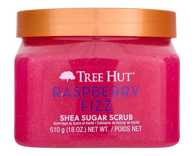 Tree Hut Raspberry Fizz Shea Sugar Scrub | Exfoliating Body Scrub Removes Dead, Dry Skin for a Soft & Hydrated Feel | Nourishing Essential Body Care | 18 fl oz.-Velvo Beauty