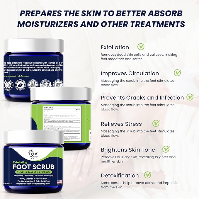 Exfoliating Foot Scrub with Pumice Stone powder - Gentle Moisturizing Foot Scrub for Dry Skin - Cracked Heel Repair for Smooth, Soft Feet - Pedicure Foot Spa 1 Pack-Velvo Beauty