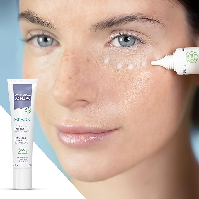 Rehydrate Organic Refreshing Eye Contour Cream - Soothing Hydration with Hyaluronic Acid For Dark Circles -For Sensitive Skin 0.5 Fl Oz-Velvo Beauty