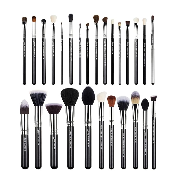 Jessup Makeup Brushes Set Professional 27 pcs Brush Makeup Premium Synthetic Foundation Contour Powder Blush Highlighter Eyeshadow Concealer Brow Face Make Up Brushes Tools Black/Silver T133-Velvo Beauty
