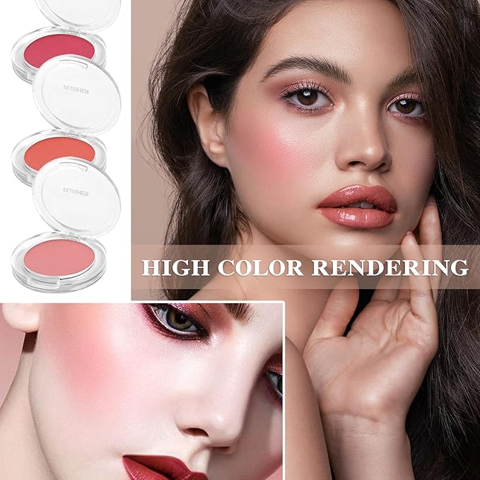 3 Colors Blush Palette,Matte Contour Makeup Blush for Cheeks,Waterproofing Highly Pigmented Face Cheek Blusher with Make Up Brush A12-Velvo Beauty