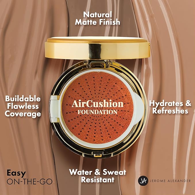 MagicMinerals AirCushion Foundation & Liquid Silk Primer by Jerome Alexander, Makeup with Skincare Active Ingredients, Full Buildable Coverage (Dark)-Velvo Beauty