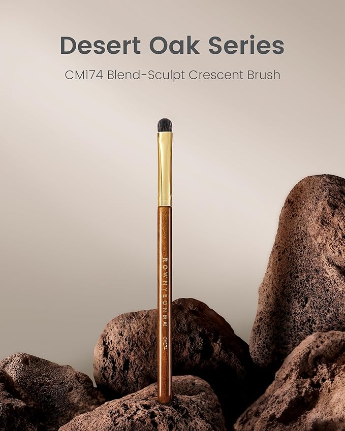 Desert Oak Series Blend-Sculpt Eyeshadow Brush - Contoured Crescent Head for Crease Work, Hypoallergenic Squirrel & Goat Hair Blend, Bubinga Bubinga Handle (CM 174)-Velvo Beauty