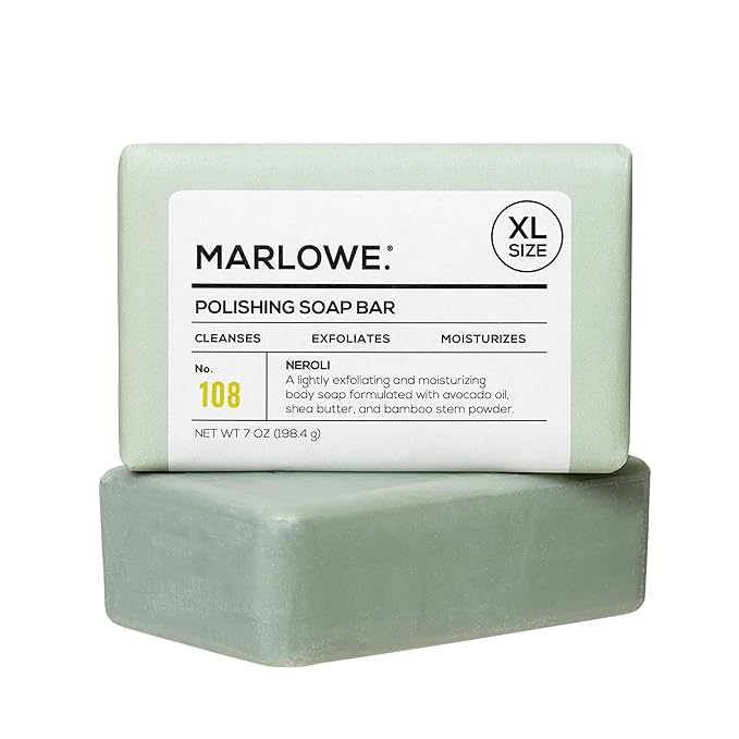 MARLOWE. No. 108 Lightly Exfoliating Soap Bar, 7oz, Polishing, Moisturizing & Cleansing Bar Soap for Men, Made with Natural Ingredients-Velvo Beauty