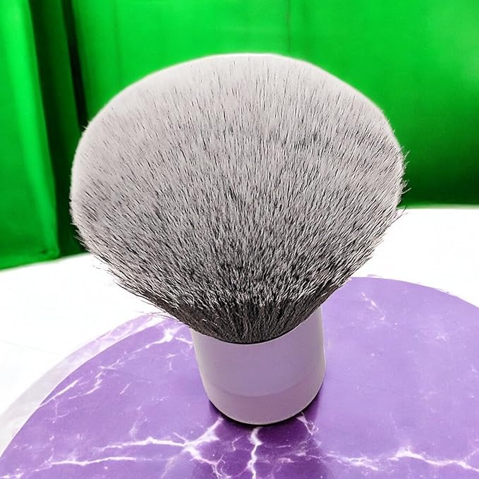 Luxurious and Large Ultra Soft Fluffy Powder Brush, Multipurpose Face, Body, Barber and Beauty Tool, with wooden base Soft Kabuki Brush by BevyGold (Violet)-Velvo Beauty