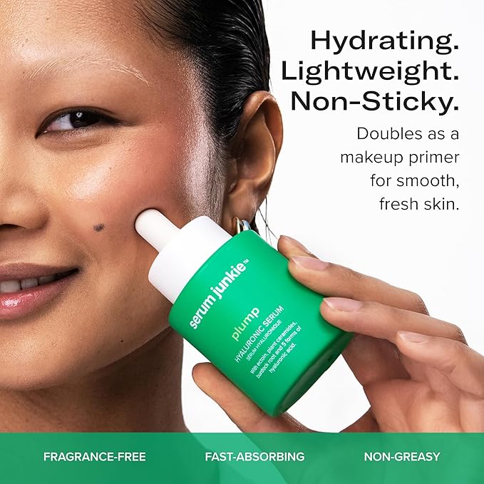 PLUMP Hyaluronic Acid Serum with 5D Hyaluronic Complex, Ectoin, Plant Ceramides, Vitamins B5 & E, Deep Hydration, Strengthens Skin Barrier, Fragrance-Free, 1 fl oz-Velvo Beauty