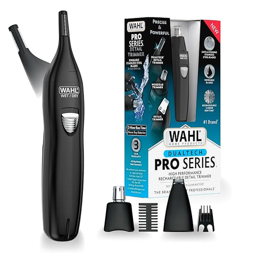 Wahl Pro Series® Rechargeable Eyebrow, Ear & Nose Hair Trimmer for Men – Painless DualTech® Eyebrow Trimmer & Facial Hair Removal Device – Model 3025656-Velvo Beauty