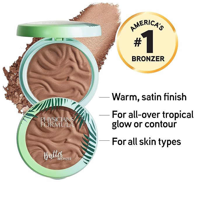 Physicians Formula Murumuru Butter Bronzer, Moisturizing, Nourishing Murumuru Butter for Silky Glow, Dermatologist Tested, Hypoallergenic, Vegan & Cruelty-Free - Deep Bronzer-Velvo Beauty