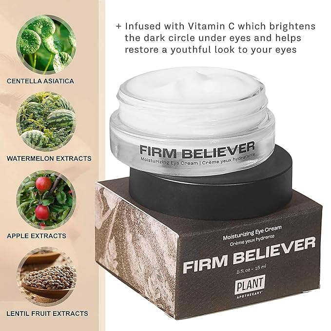 Firm Believer: 30ml Under Eye Cream with Vitamin C - Puffiness, Dark Circles, Eye Bags, Fine Lines and Wrinkles Reducer - Anti-Aging Eye Creams and Skin Care for Men and Women-Velvo Beauty