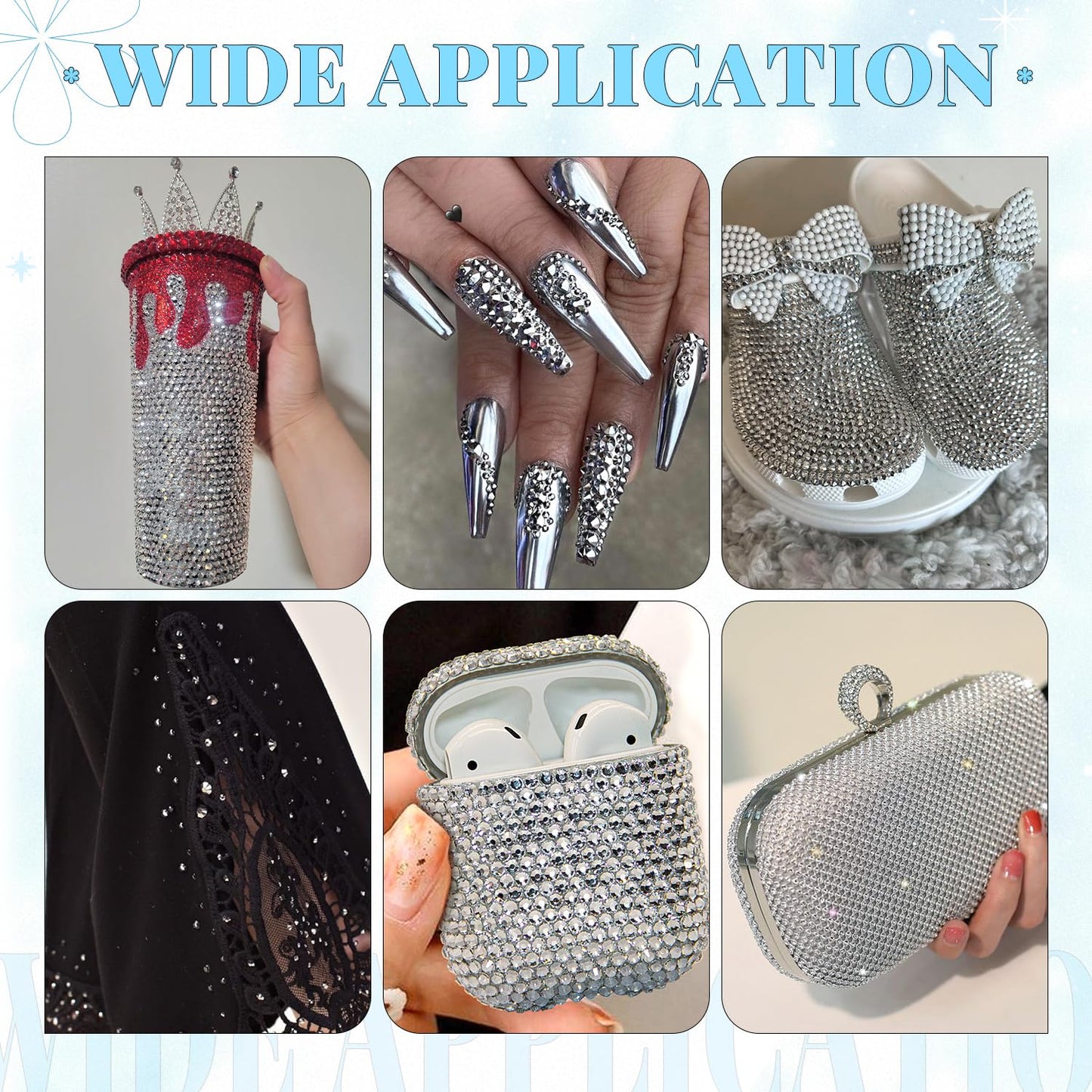 6000Pcs Resin Rhinestones for Bedazzling with 3Pcs B7000 Jewelry Glue, 1 Box Silver Flatback Rhinestones for Crafting Crafts DIY, Crystals Gems for Clothing Shoes Tumblers Nail Art Makeup-Velvo Beauty