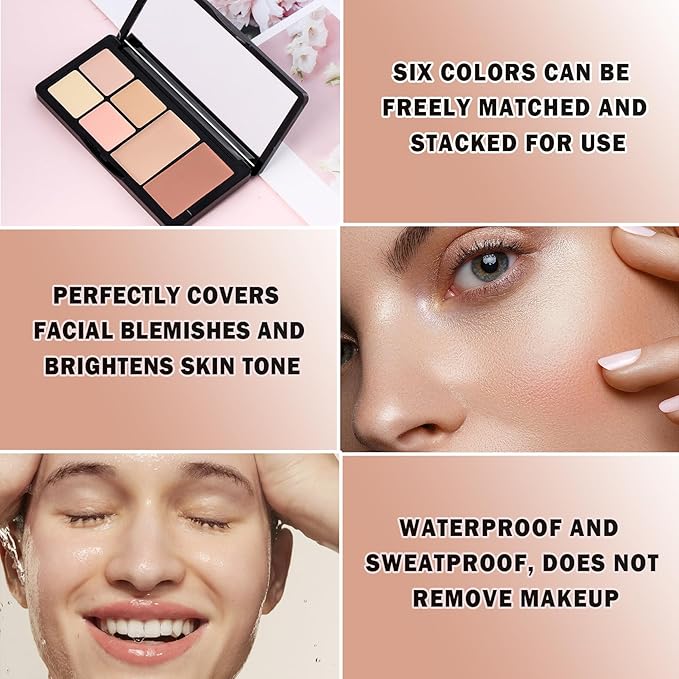 Cream Concealer Contour Makeup Palette Cream Foundation Palette for Dark Circles Professional Concealer Full Coverage Face Highlighter Contour Makeup Palette with Brush - 02 Concealer-Velvo Beauty