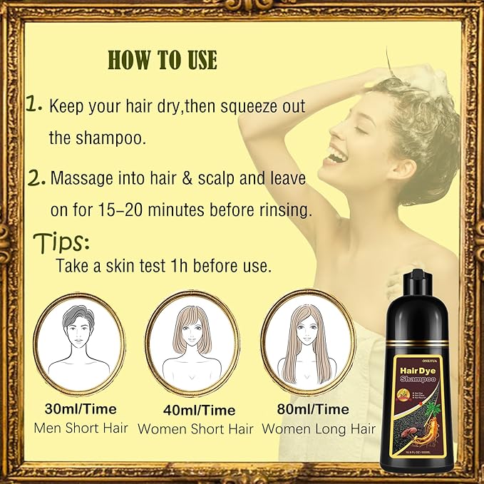 Herbal Burgundy Hair Dye Shampoo - Instant 3-in-1 Gray Coverage for Women & Men, 16.90 Fl OZ (Dark Wine Red)-Velvo Beauty