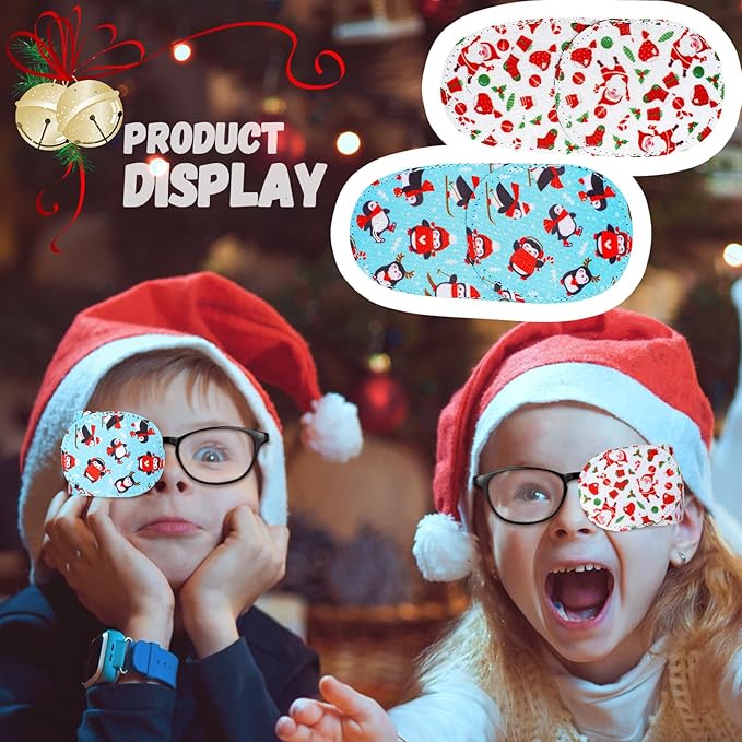 Newcotte 12 Pcs Eye Patch for Kids Girls Boys Reusable Eye Patch for Glasses over the Lens Colorful Eye Patch Toddler Eye Patch Adorable Kids Eye Patches Assorted Eye Patch Cover (Snowman)-Velvo Beauty