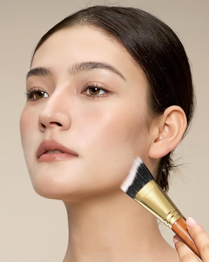 Desert Oak Series Terraced Contour Brush - 27mm Dual-Height Design with 5mm Flat Edge & 22mm Slope for Precision Sculpting, Bubinga & Brass (CM 191)-Velvo Beauty