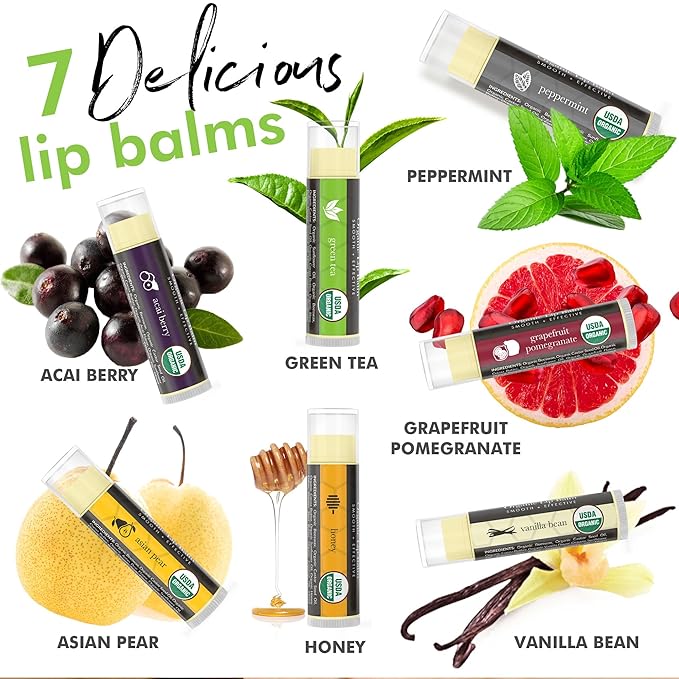 Natural Lip Balm Chapstick Pack - 12 Chap Stick Organic Lip Balm Set for Lip Healing and Repair - Natural Chapstick Hydrating Lip Balm for Dry Cracked Lips Flavored Lip Balm-Velvo Beauty
