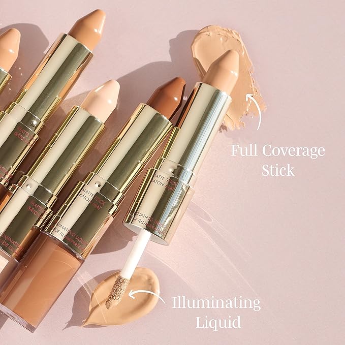 Wander Beauty Dualist Matte and Illuminating Concealer Makeup - Golden Medium - Dual-Ended Matte Concealer Stick + Liquid Concealer - Full Coverage Concealer Brightens & Hydrates - 0.28 fl oz-Velvo Beauty