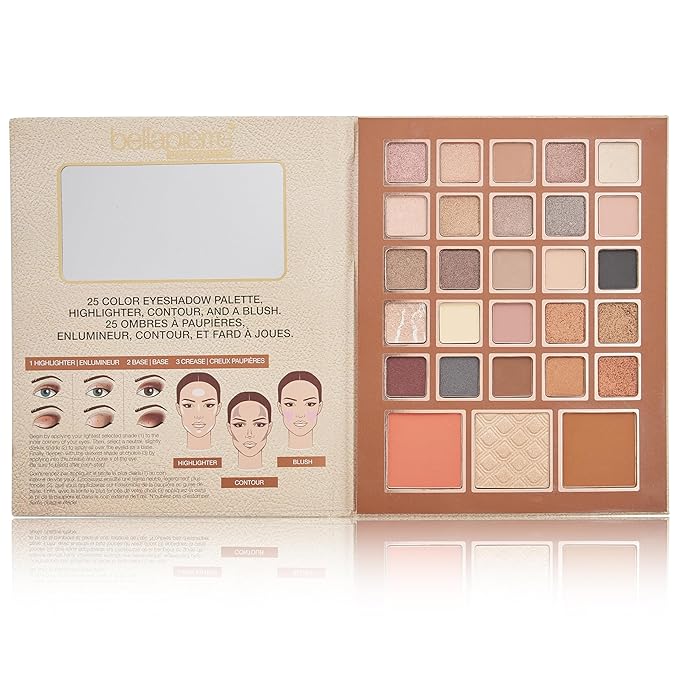 Bellapierre Nude Face & Eye Book Palette | 25 Eyeshadow Shades with Blush, Bronzer, & Highlighter | Non-Toxic & Paraben Free | Vegan & Cruelty-Free-Velvo Beauty