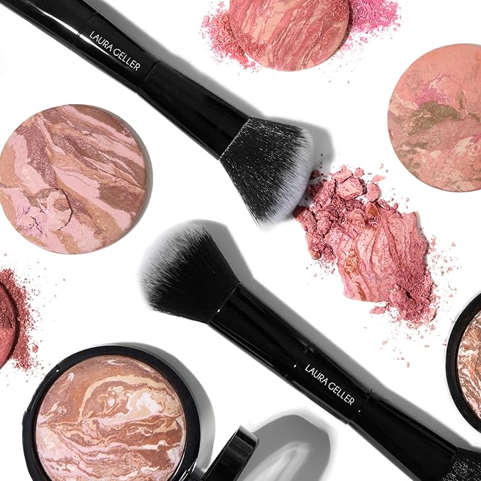 LAURA GELLER NEW YORK Dual-Ended Blush + Bronzer Brush - Blush Bronzer Contour Face Makeup Brush-Velvo Beauty