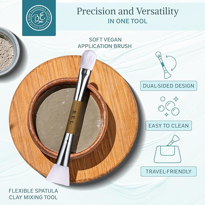 Bare Essentials Living - Clay Face Mask Brush (2 Pack, Bamboo) Dual Soft Silicone Face Mask Applicator Brush Tool, Great Facial Essentials, Moisturizer Applicator & Skincare Brush for Facials-Velvo Beauty
