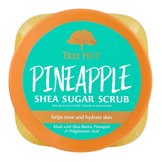 Tree Hut Shea Sugar Scrub - Pineapple - 18 oz - Exfoliating Body Scrub for Smooth, Glowing Skin - Made with Real Sugar and Shea Butter-Velvo Beauty