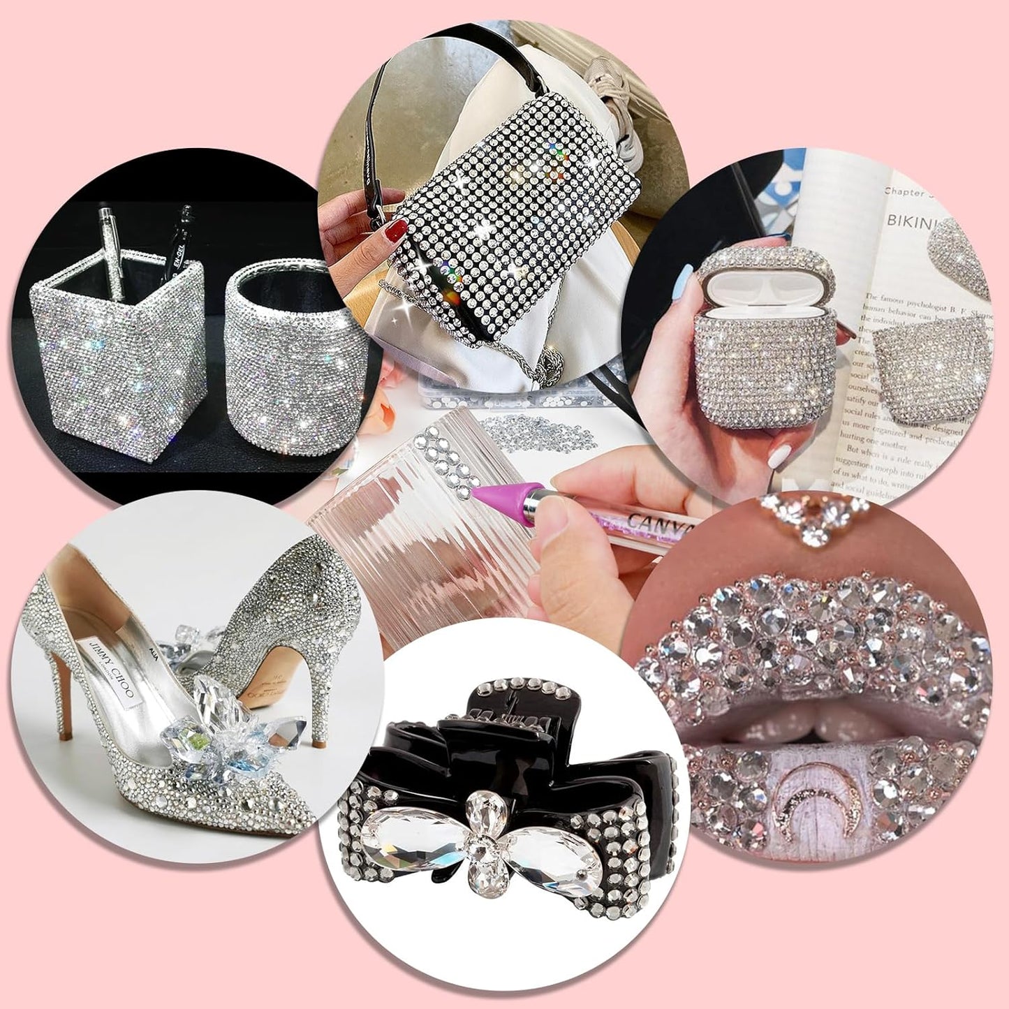 Canvalite 25000Pcs Resin Jelly Rhinestones for Crafting, Clear Flatback Gems, Bedazzling Crystal with 5Pcs 2.5g B7000 Jewelry Glues and Tweezers and Dotting Pen for DIY Crafts Clothing Shoes Nail Art-Velvo Beauty