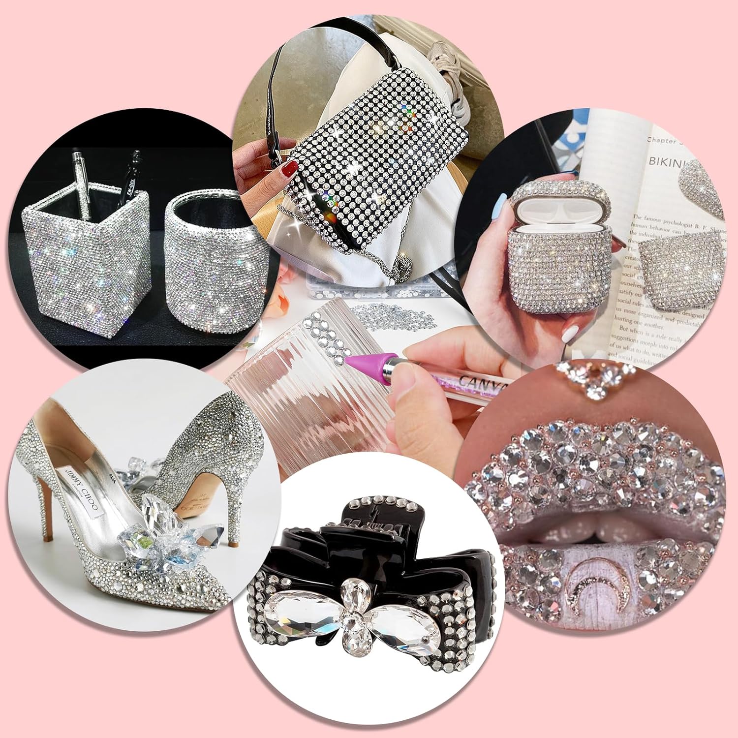 Canvalite 25000Pcs Resin Jelly Rhinestones for Crafting, Clear Flatback Gems, Bedazzling Crystal with 5Pcs 2.5g B7000 Jewelry Glues and Tweezers and Dotting Pen for DIY Crafts Clothing Shoes Nail Art-Velvo Beauty