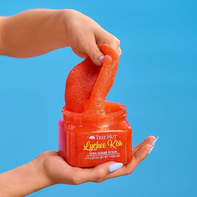 Tree Hut Lychee Kiss Shea Sugar Scrub | Exfoliating Body Scrub Removes Dead, Dry Skin for a Soft & Hydrated Feel | Nourishing Essential Body Care | 18 fl oz.-Velvo Beauty