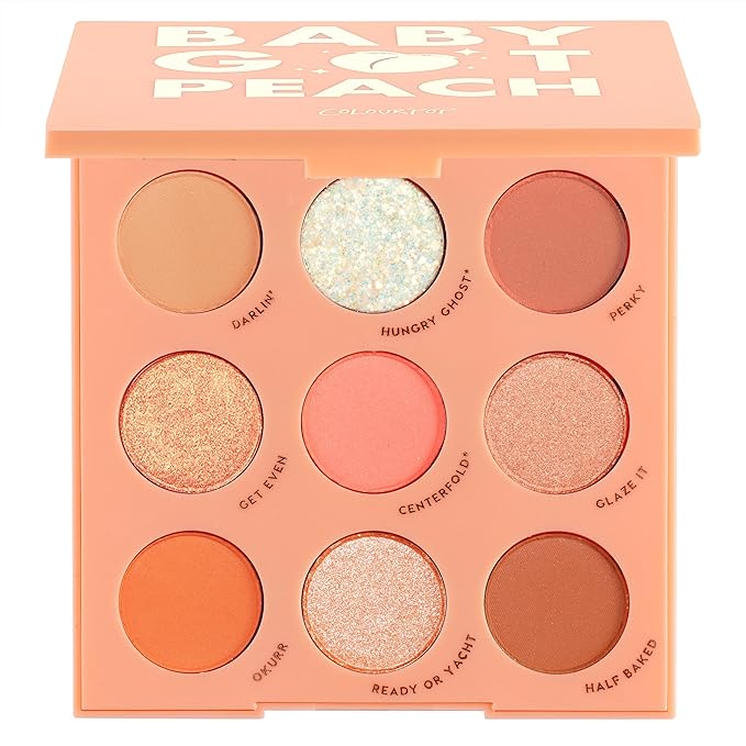 ColourPop Baby Got Peach Shadow Palette - Orange & Coral Shadows with Metallic, Matte and Glitter Finishes - High-Pigment Makeup with a Long-Wearing Formula (0.3 oz)-Velvo Beauty