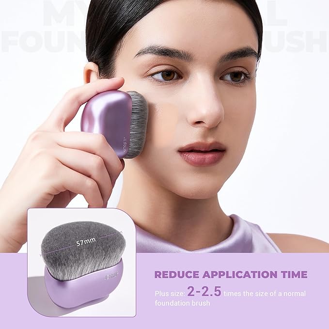 Jessup Foundation Brush for Liquid Makeup, Large Flat Top Kabuki Brush for Blending, Buffing, Stippling, Luxury Purple SF003-Velvo Beauty