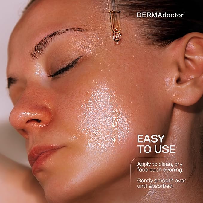 DERMAdoctor Night Face Oil Toner Anti-Aging Hydrating - 20% Vitamin C Ester, Vitamin E, Ferulic Acid, & Marula Oil for Face | Concentrated Vitamin-C Ester Facial Oils | Dermatologist Formulated - 1 Oz-Velvo Beauty