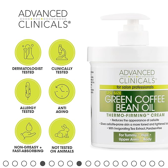 Advanced Clinicals Thermo Firming Green Coffee Bean Moisturizer Body Cream | Anti Cellulite Caffeine Firming Lotion For Legs, Arms, & Body | Skin Care Products | Aging Skin Tightening Cream, 2-Pack-Velvo Beauty