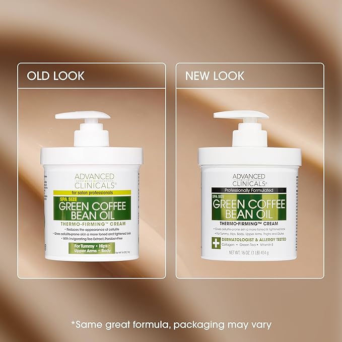 Advanced Clinicals Thermo Firming Green Coffee Bean Moisturizer Body Cream | Anti Cellulite Caffeine Firming Lotion For Legs, Arms, & Body | Skin Care Products | Aging Skin Tightening Cream, 2-Pack-Velvo Beauty