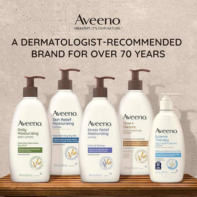 Aveeno Stress Relief Moisturizing Body Lotion 33 Fl Oz, Lavender Scent with Prebiotic Oat, Hydrating 24-Hour Moisturizer Non-Greasy for Dry Sensitive Skin, Paraben & Dye Free, Calming & Relaxing-Velvo Beauty