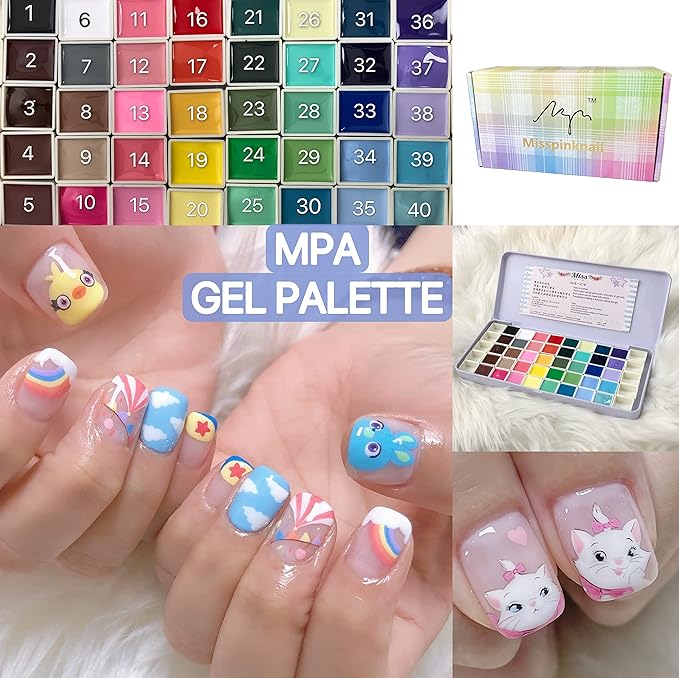 Gel palette Painting gel for nail art 40colors individual squares UV LED Gel for Nail Art DIY-Velvo Beauty