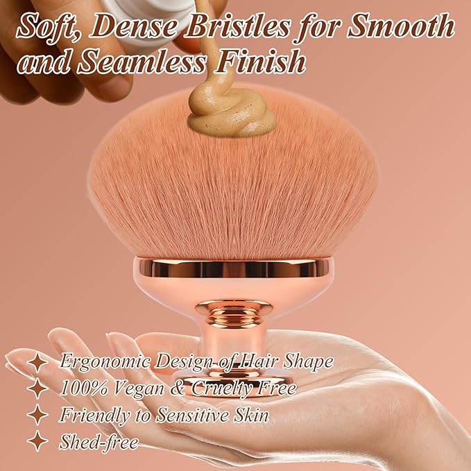 Blend & Blur Extra Large Body Makeup Brush for Self Tanner,GloréBrochas Leg Makeup & Bronzer Self Tan Applicator, 90MM Wide Round Head Kabuki Brush For Application (Rose-Gold)-Velvo Beauty